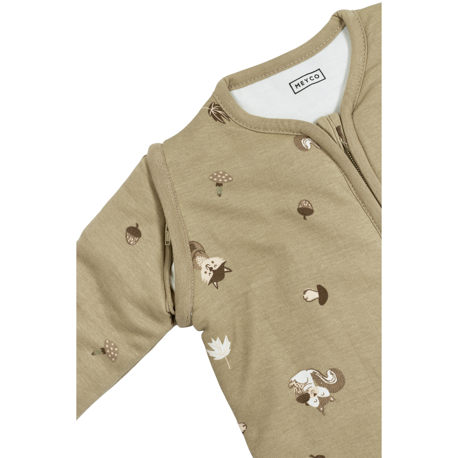 Meyco Schlafsack mit abnehmbaren Ärmeln interlock jersey Forest Animals Sand