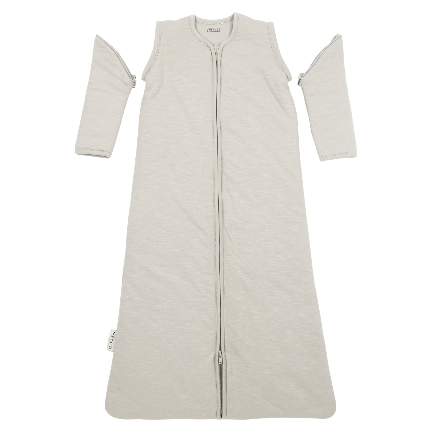 Meyco Schlafsack mit abnehmbaren Ärmeln interlock jersey Slub Greige