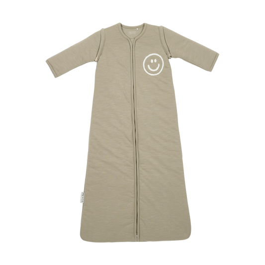 Meyco Schlafsack mit abnehmbaren Ärmeln interlock jersey Slub Smile Taupe/Offwhite Studio