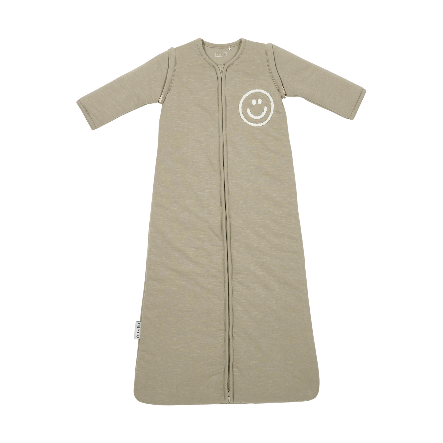 Meyco Schlafsack mit abnehmbaren Ärmeln interlock jersey Slub Smile Taupe/Offwhite Studio