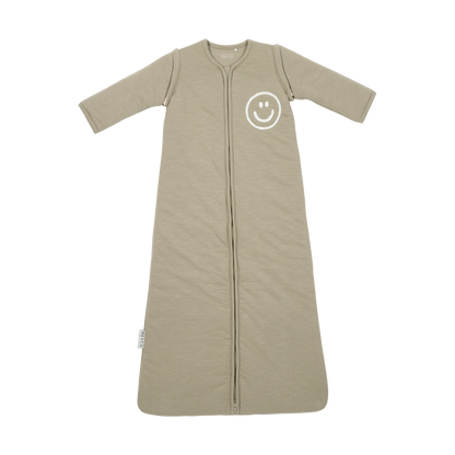 Meyco Schlafsack mit abnehmbaren Ärmeln interlock jersey Slub Smile Taupe/Offwhite Studio
