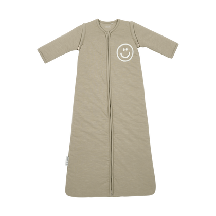 Meyco Schlafsack mit abnehmbaren Ärmeln interlock jersey Slub Smile Taupe/Offwhite