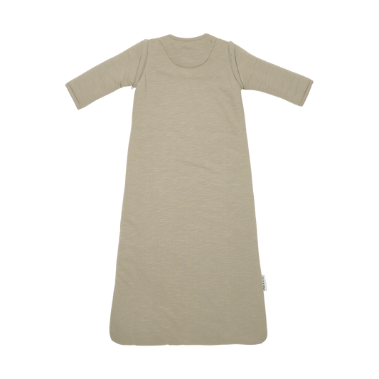 Meyco Schlafsack mit abnehmbaren Ärmeln interlock jersey Slub Smile Taupe/Offwhite