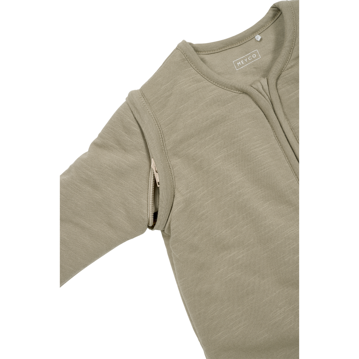 Meyco Schlafsack mit abnehmbaren Ärmeln interlock jersey Slub Smile Taupe/Offwhite