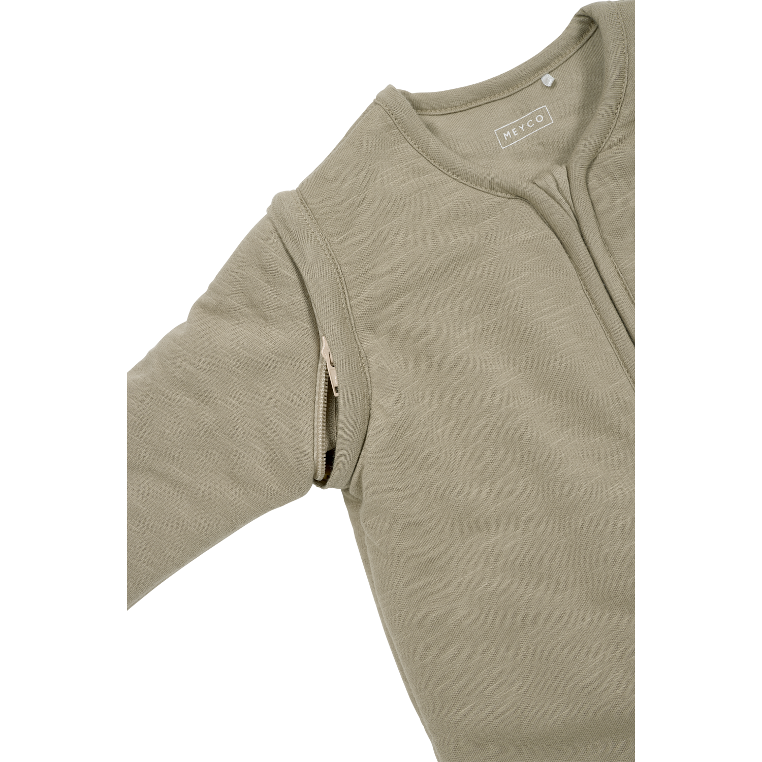 Meyco Schlafsack mit abnehmbaren Ärmeln interlock jersey Slub Smile Taupe/Offwhite