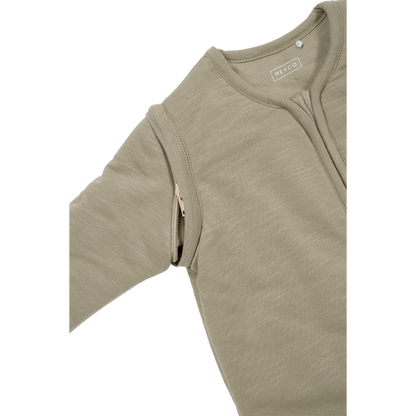 Meyco Schlafsack mit abnehmbaren Ärmeln interlock jersey Slub Smile Taupe/Offwhite