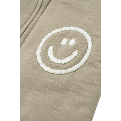 Meyco Schlafsack mit abnehmbaren Ärmeln interlock jersey Slub Smile Taupe/Offwhite