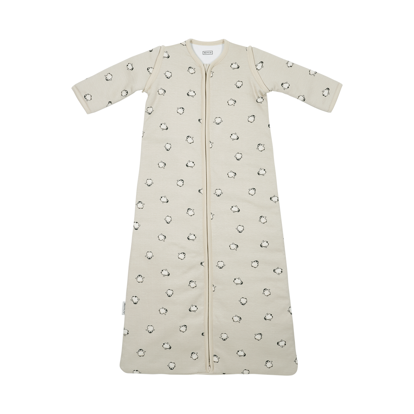 Meyco Schlafsack mit abnehmbaren Ärmeln interlock jersey Penguin Soft sand Studio