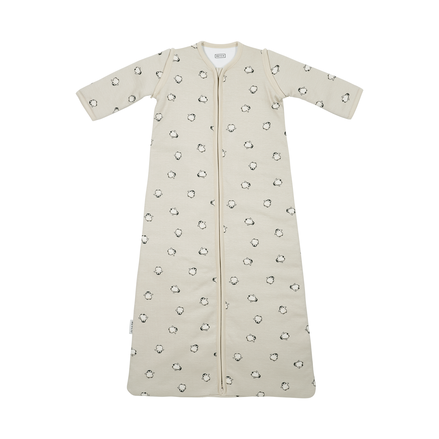 Meyco Schlafsack mit abnehmbaren Ärmeln interlock jersey Penguin Soft sand Studio