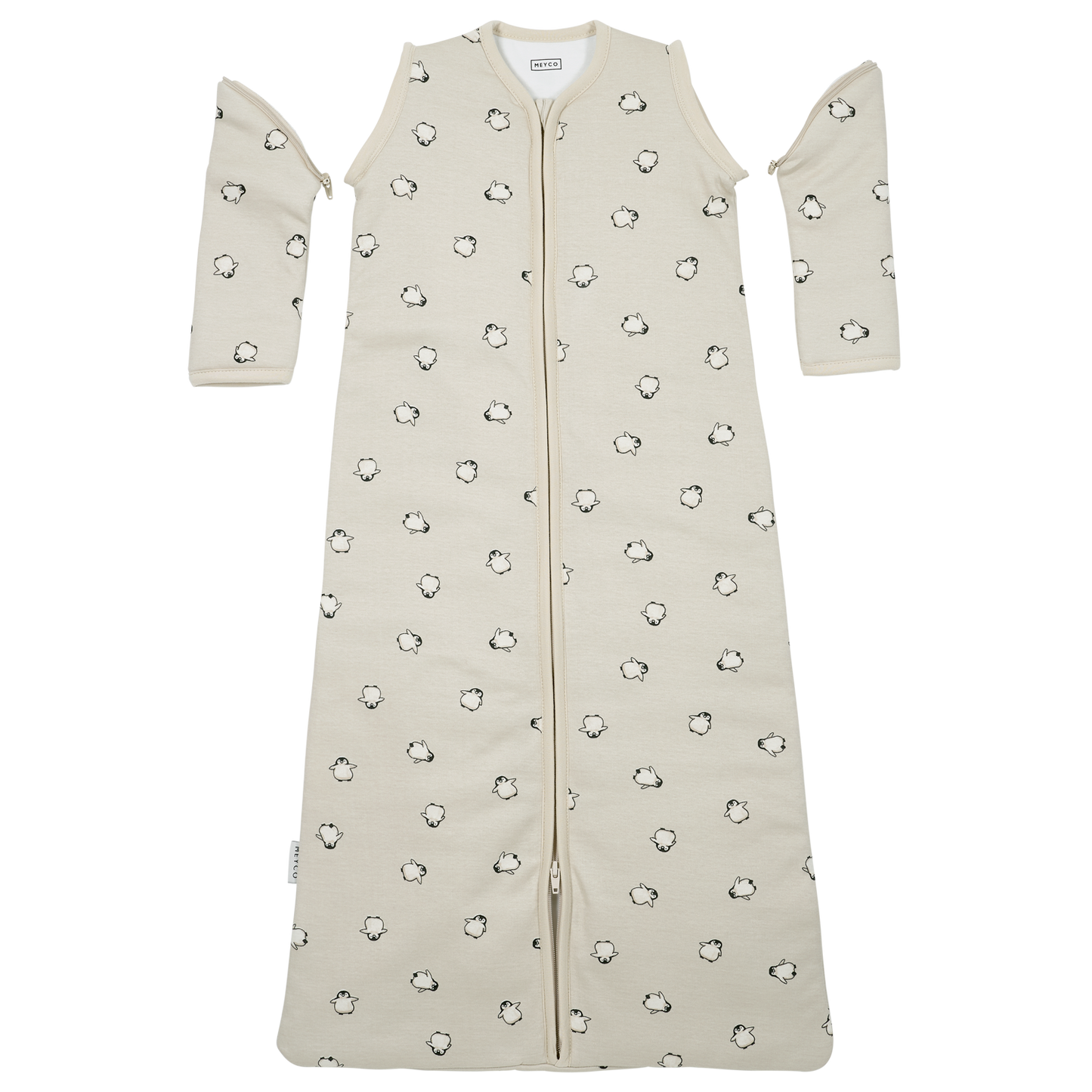 Meyco Schlafsack mit abnehmbaren Ärmeln interlock jersey Penguin Soft sand