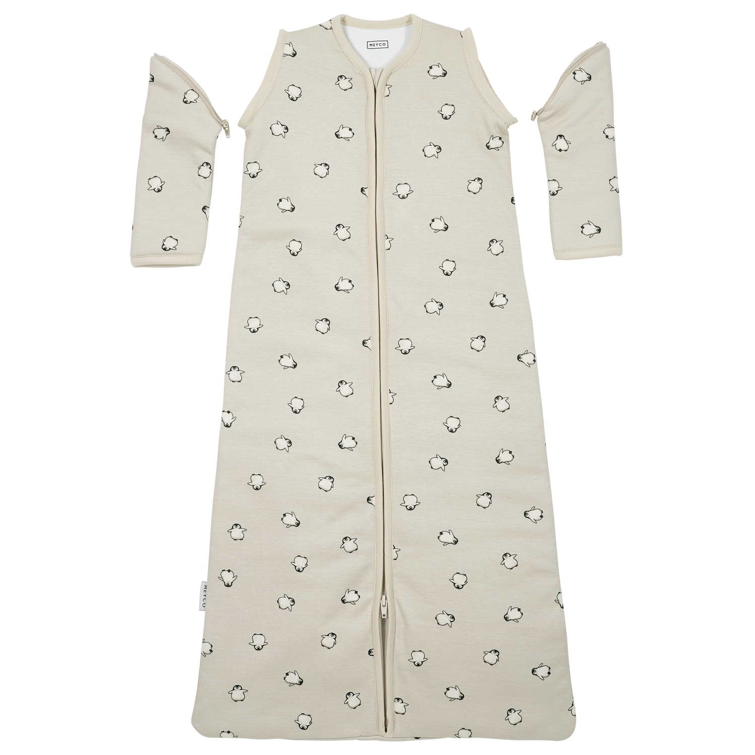 Meyco Schlafsack mit abnehmbaren Ärmeln interlock jersey Penguin Soft sand