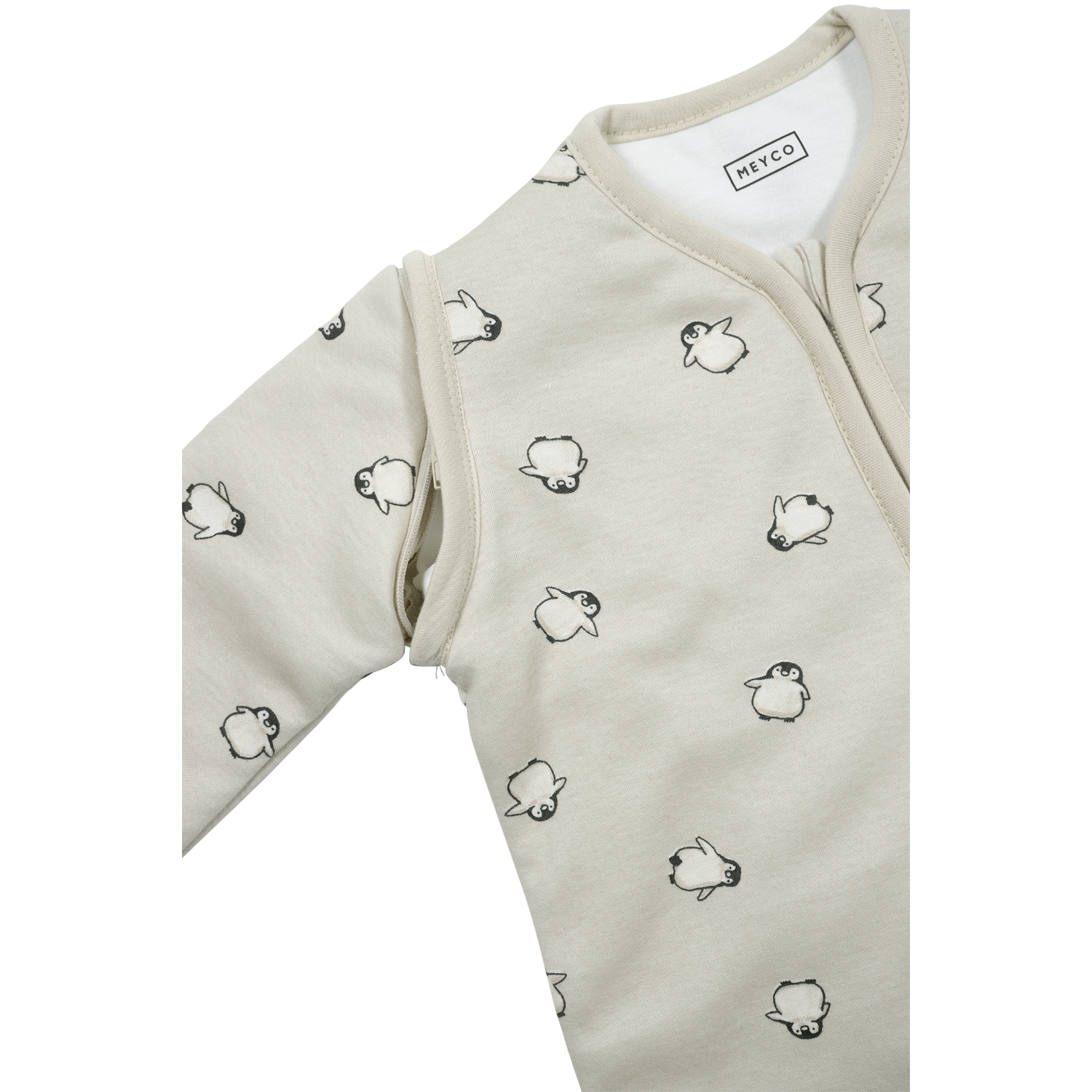 Meyco Schlafsack mit abnehmbaren Ärmeln interlock jersey Penguin Soft sand