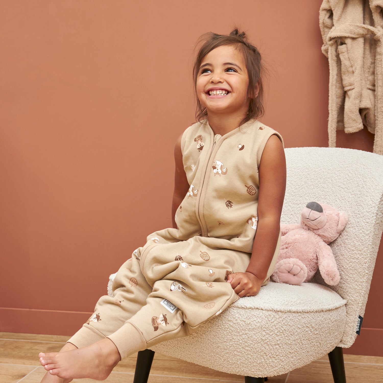 Meyco Schlafsack Jumper gefüttert interlock jersey Forest Animals Sand