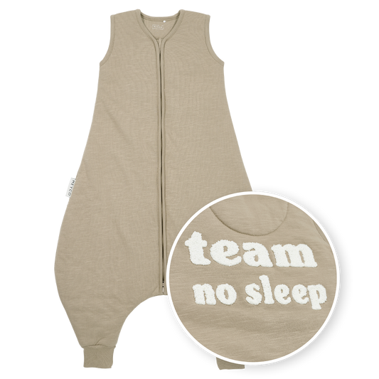 Meyco Schlafsack Jumper gefüttert interlock jersey Slub Team No Sleep Taupe/Offwhite Studio