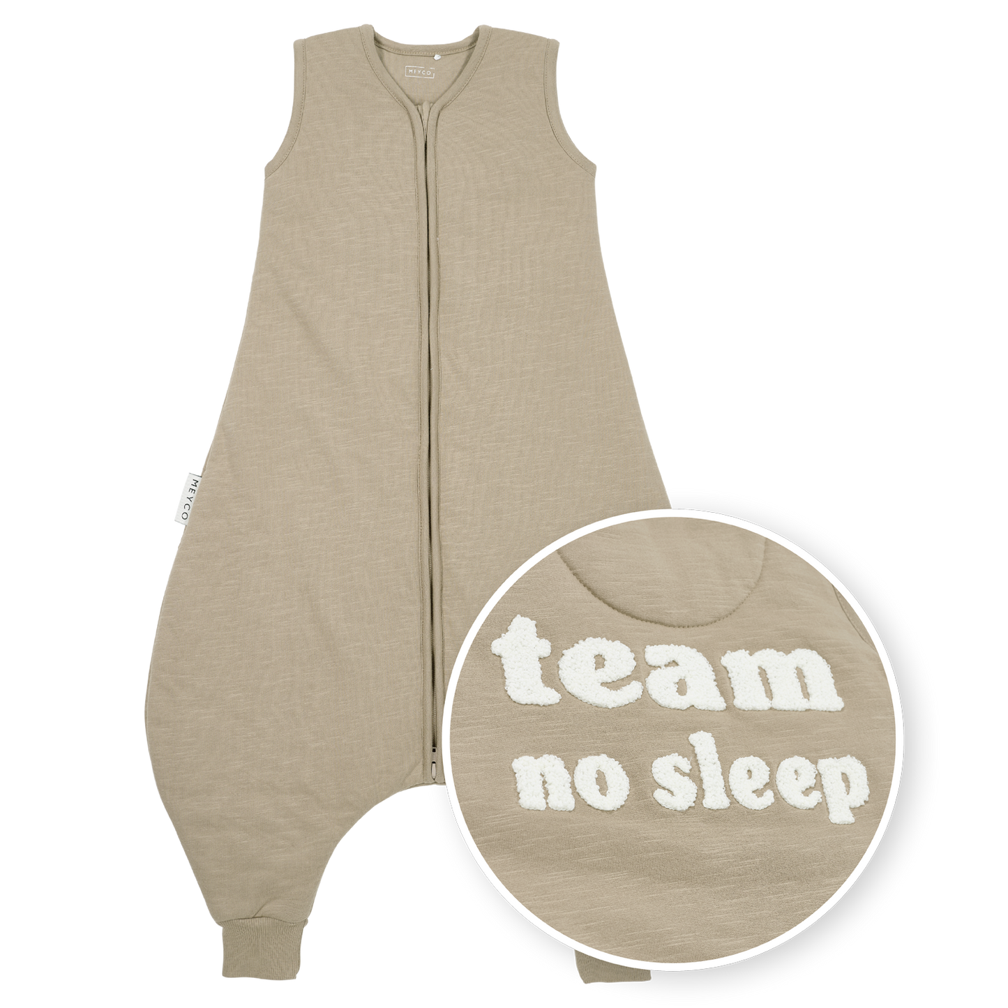 Meyco Schlafsack Jumper gefüttert interlock jersey Slub Team No Sleep Taupe/Offwhite Studio