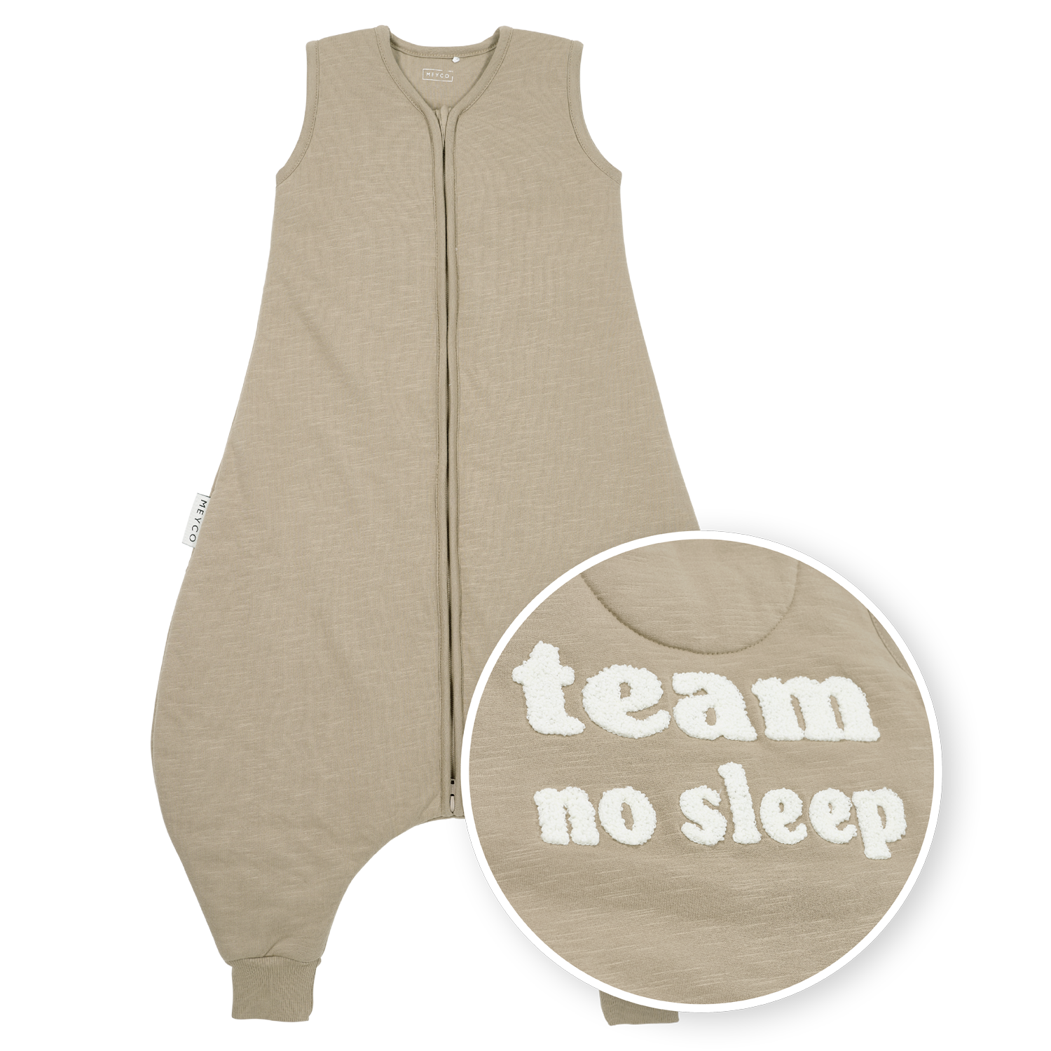 Meyco Schlafsack Jumper gefüttert interlock jersey Slub Team No Sleep Taupe/Offwhite Studio