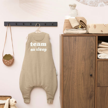 Meyco Schlafsack Jumper gefüttert interlock jersey Slub Team No Sleep Taupe/Offwhite
