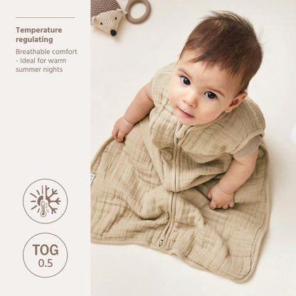 Meyco Schlafsack vorgewaschen musselin Sand