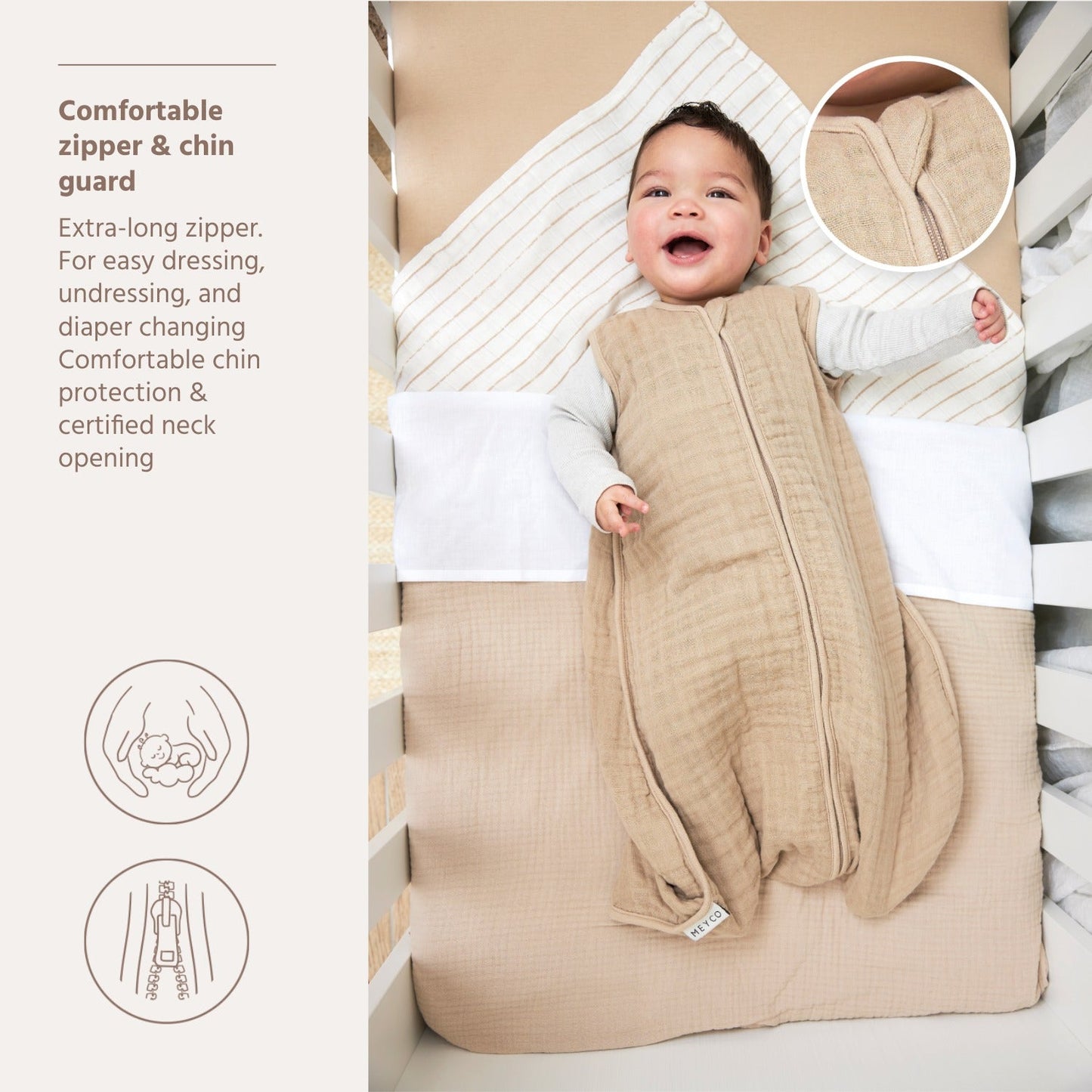 Meyco Schlafsack vorgewaschen musselin Sand