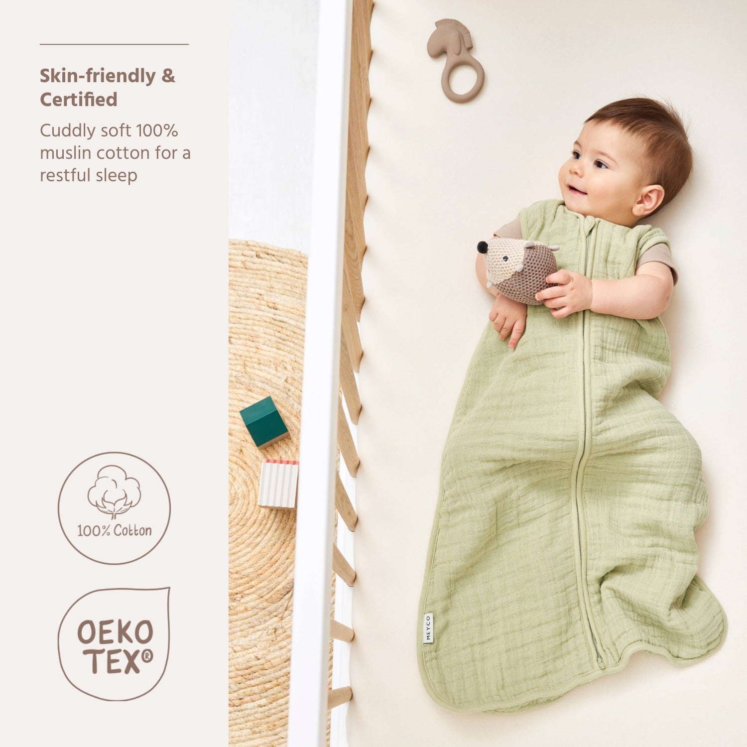 Meyco Schlafsack vorgewaschen musselin Soft Olive
