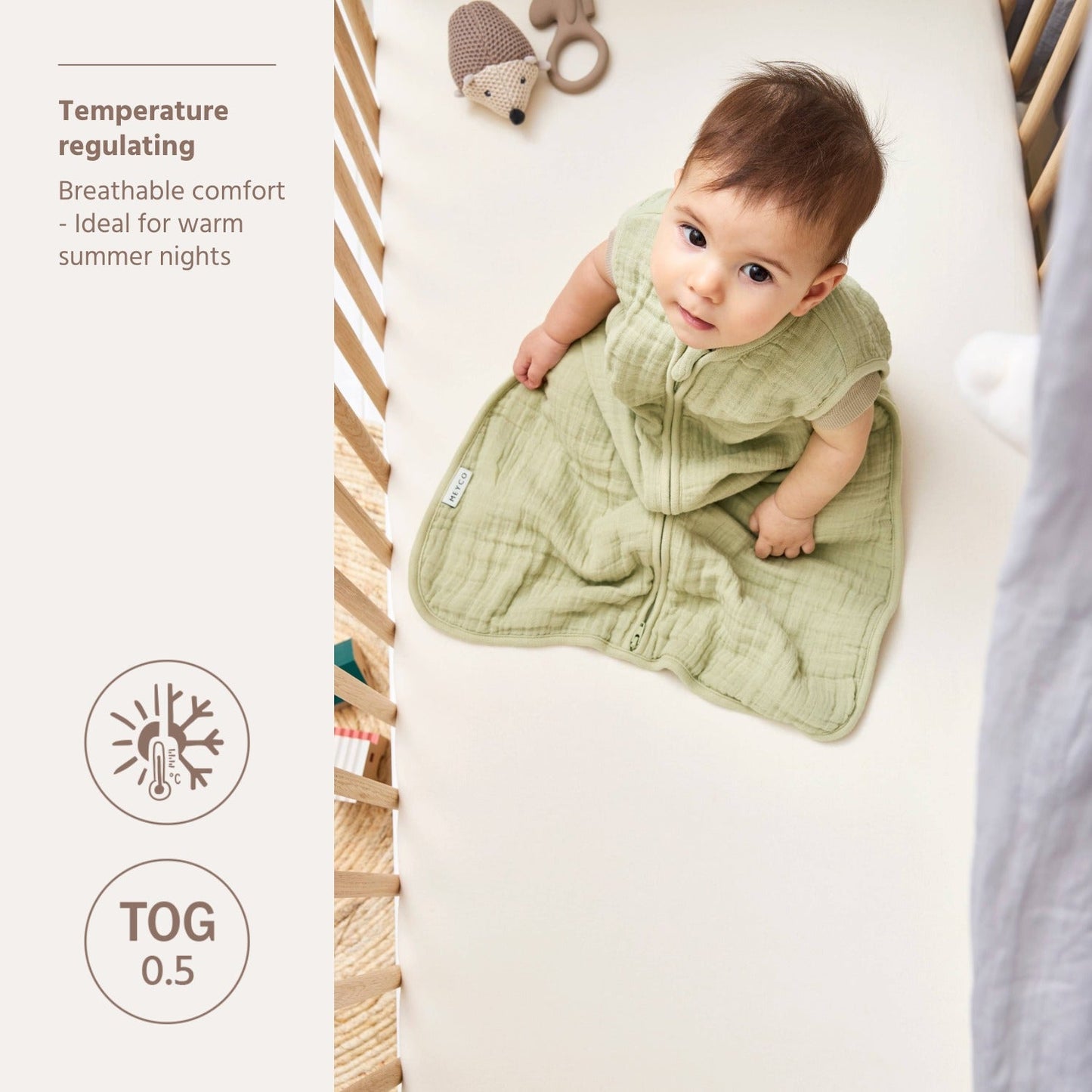 Meyco Schlafsack vorgewaschen musselin Soft Olive