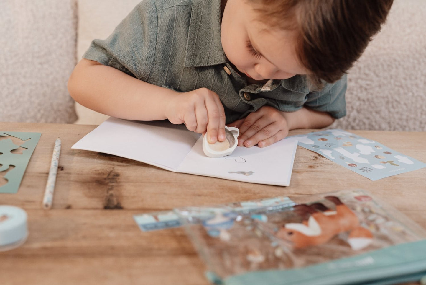 Little Dutch Schreibset blau Forest Friends - Etui mit Inhalt