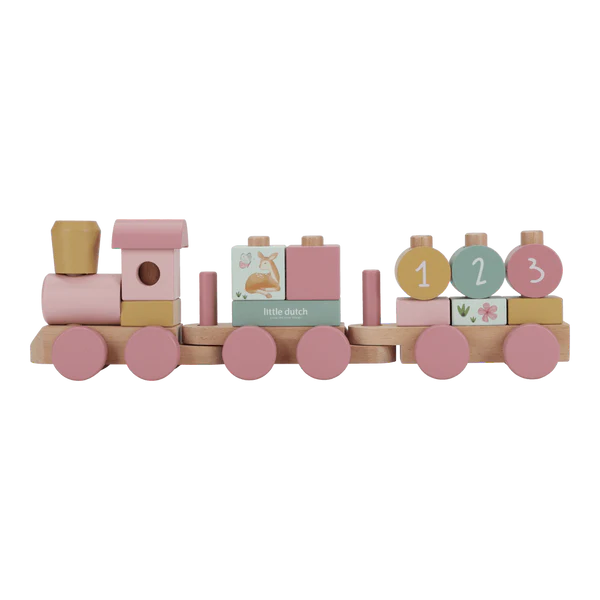 Little Dutch rosa Holz Eisenbahn zur Taufe mit Steck-Formen Fairy Garden Lieferumfang