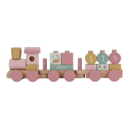 Little Dutch rosa Holz Eisenbahn zur Taufe mit Steck-Formen Fairy Garden Lieferumfang