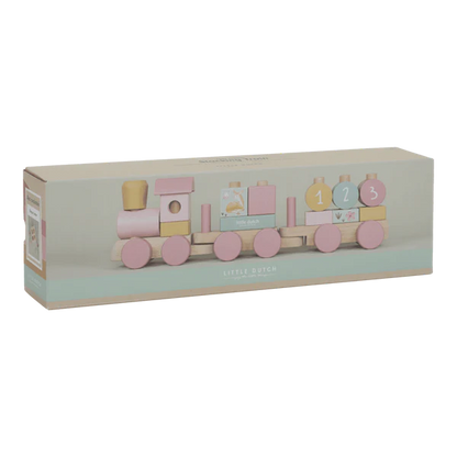 Little Dutch rosa Holz Eisenbahn zur Taufe mit Steck-Formen Fairy Garden im Einsatz