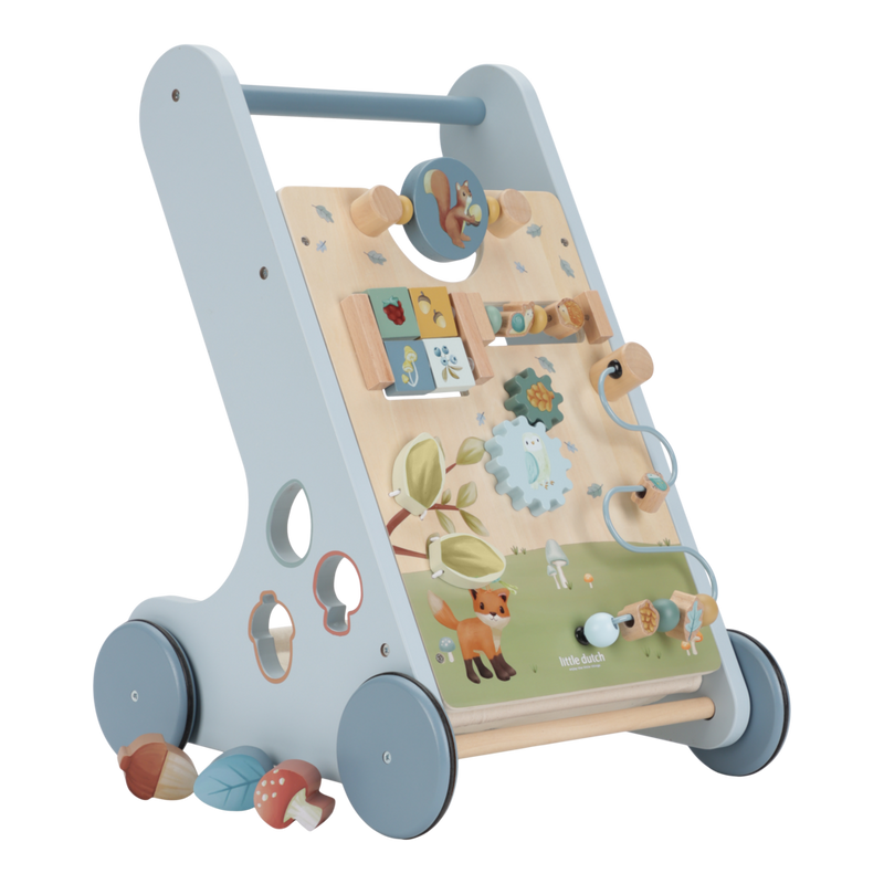 Little Dutch Laufwagen Multi Activity blau Holz Material Nahaufnahme