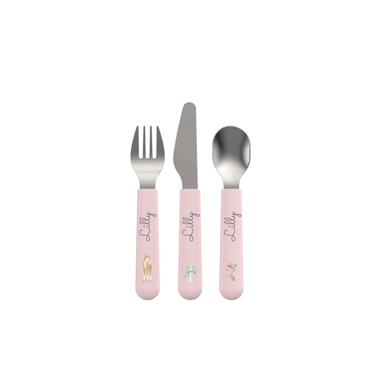 Little Dutch rosa Kinder Besteck Set Mio Mepal 3er Set - Fairy Garden Verpackung