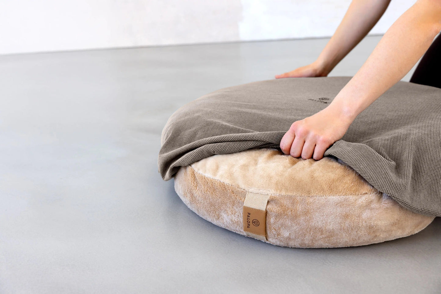 Palopa Hundebett Rund Bezug - Donut Fippa Taupe Grau
