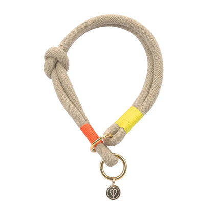 Palopa Hundehalsband geflochten - Mila Natur Neon Orange
