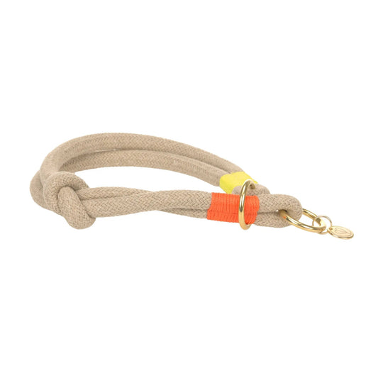 Palopa Hundehalsband geflochten - Mila Natur Neon Orange