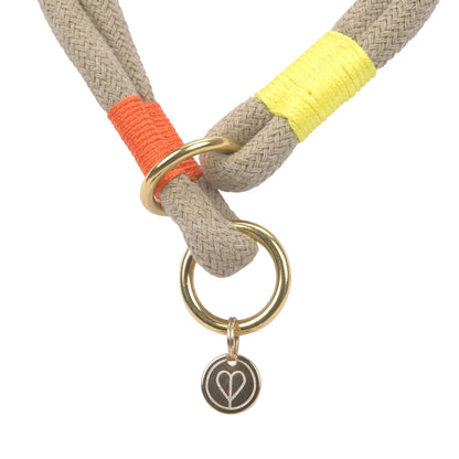 Palopa Hundehalsband geflochten - Mila Natur Neon Orange