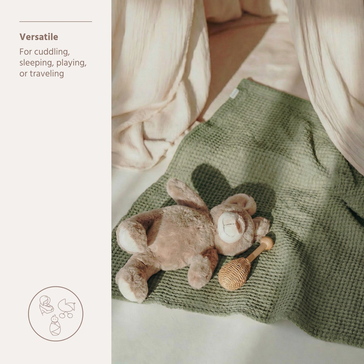 Meyco Decke Waffle Cotton Olive Green