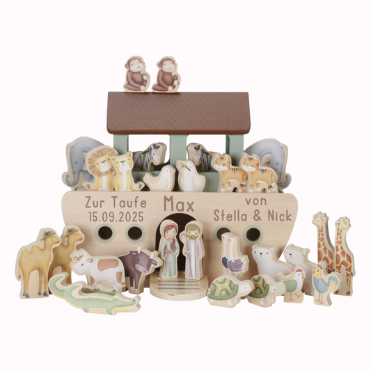 Arche Noah Zur Taufe personalisiert Holz Little Dutch
