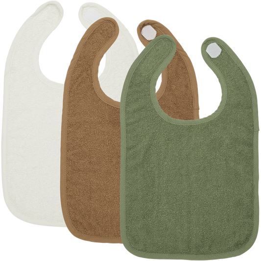 Meyco Lätzchen mit Klettverschluss Offwhite/Toffee/Forest Green Studio