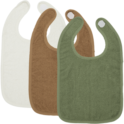 Meyco Lätzchen mit Klettverschluss Offwhite/Toffee/Forest Green