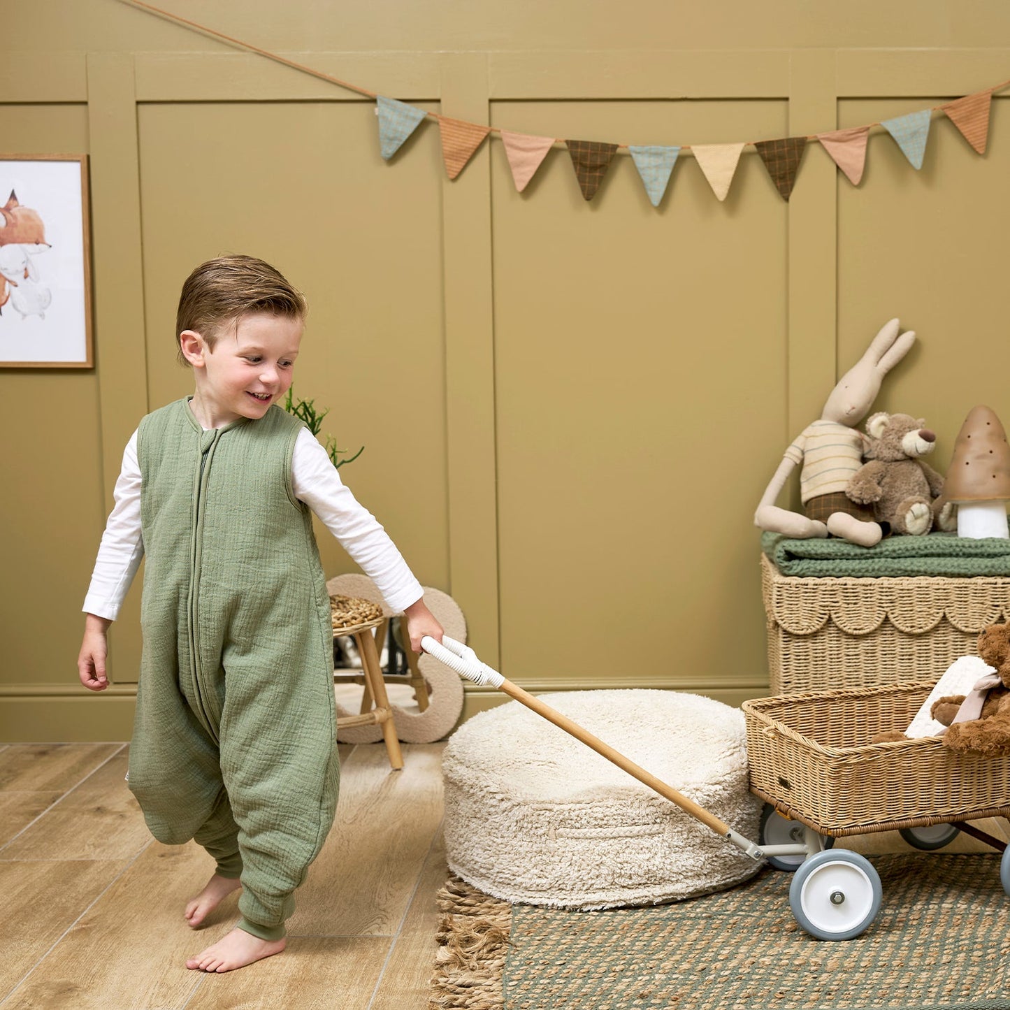 Meyco Schlafsack Jumper gefüttert vorgewaschen musselin Olive Green