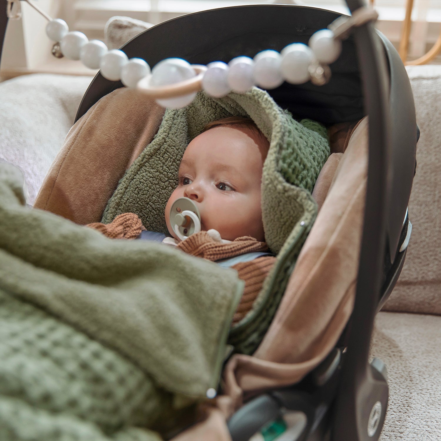 Meyco Fußsäcke Waffle Teddy Olive Green
