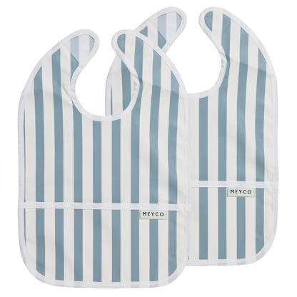 Meyco Lätzchen mit Auffangschale Fat Stripe Jeans Blue Studio