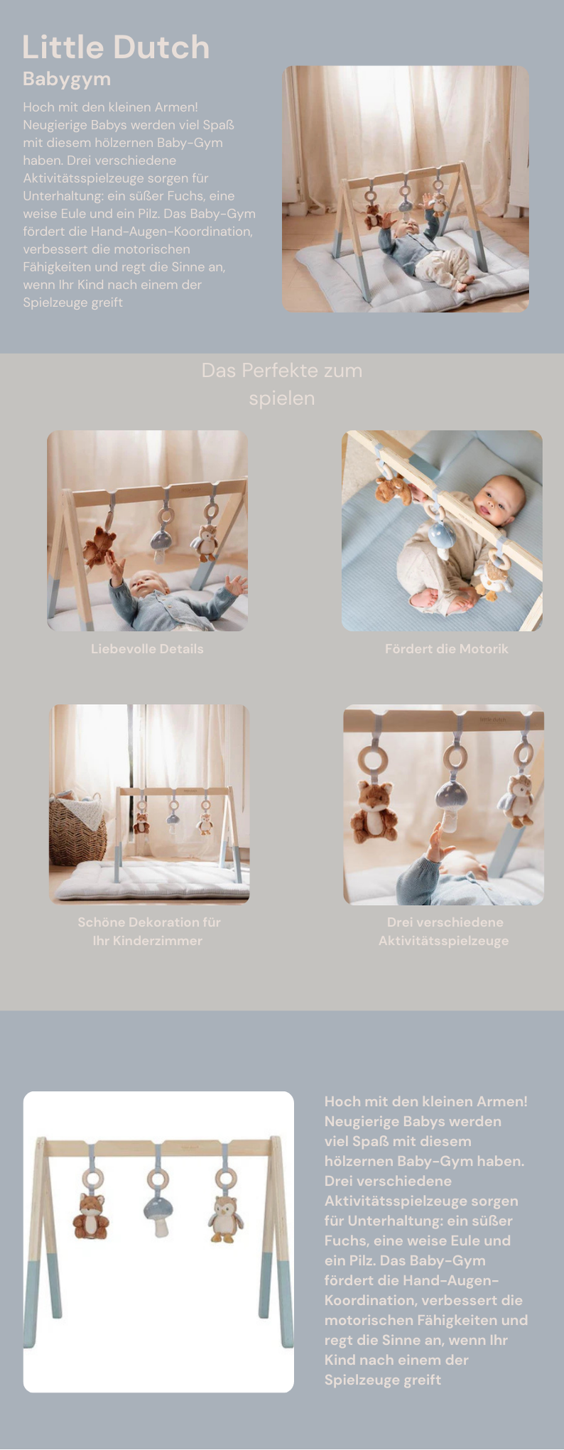 Little Dutch Blau Spieltrapez Holz Forest Friends