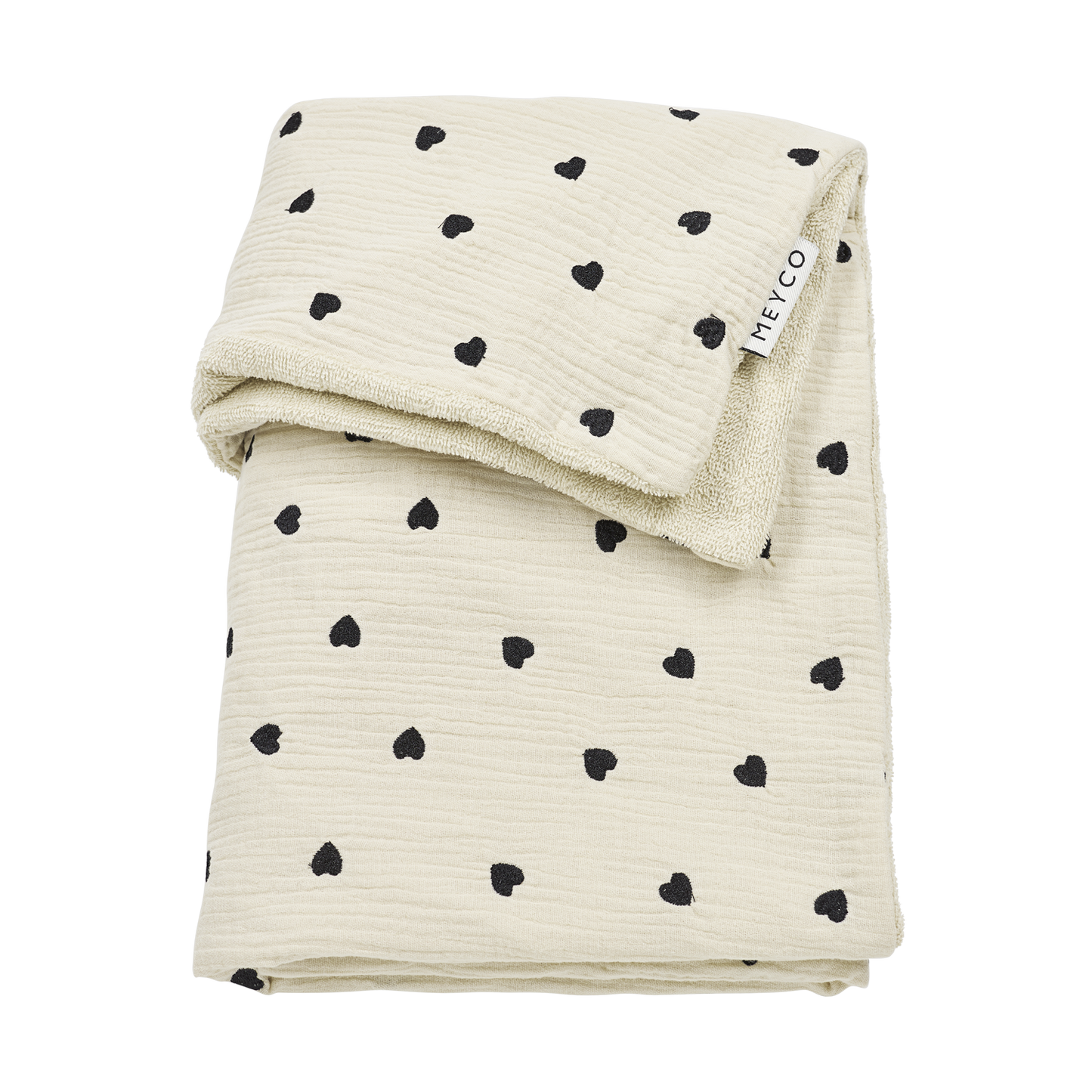 Meyco Decke vorgewaschen musselin gestickt mit frottee Sweet Heart Soft sand Studio