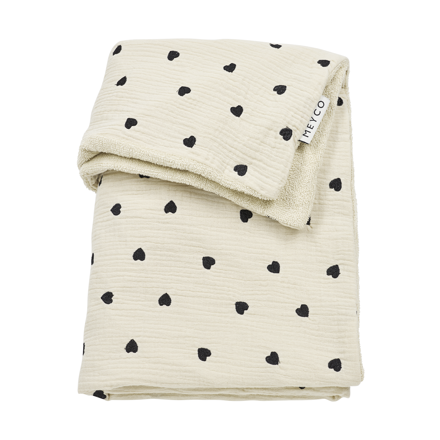 Meyco Decke vorgewaschen musselin gestickt mit frottee Sweet Heart Soft sand Studio