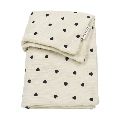 Meyco Decke vorgewaschen musselin gestickt mit frottee Sweet Heart Soft sand Studio