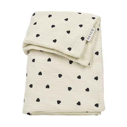 Meyco Decke vorgewaschen musselin gestickt mit frottee Sweet Heart Soft sand