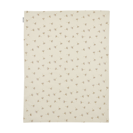 Meyco Decke vorgewaschen musselin gestickt mit frottee Ginkgo Soft sand
