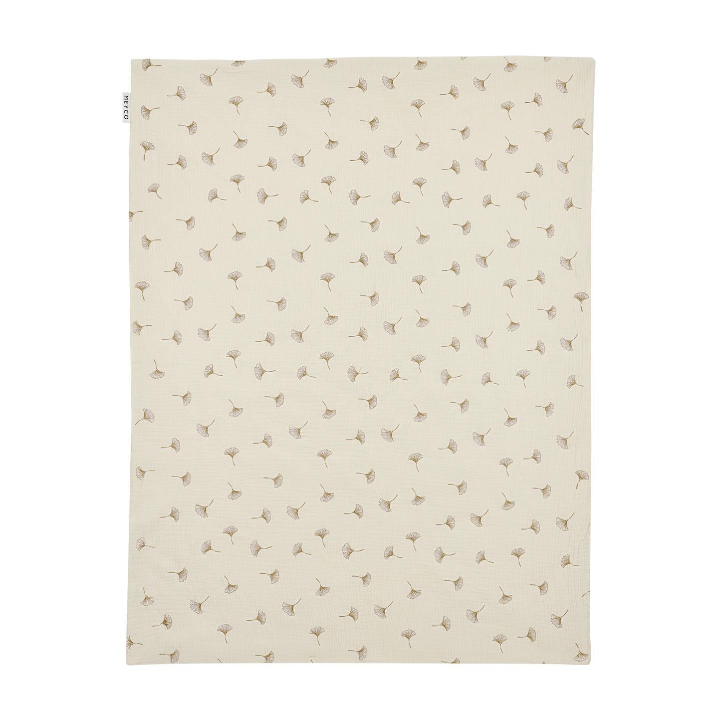 Meyco Decke vorgewaschen musselin gestickt mit frottee Ginkgo Soft sand