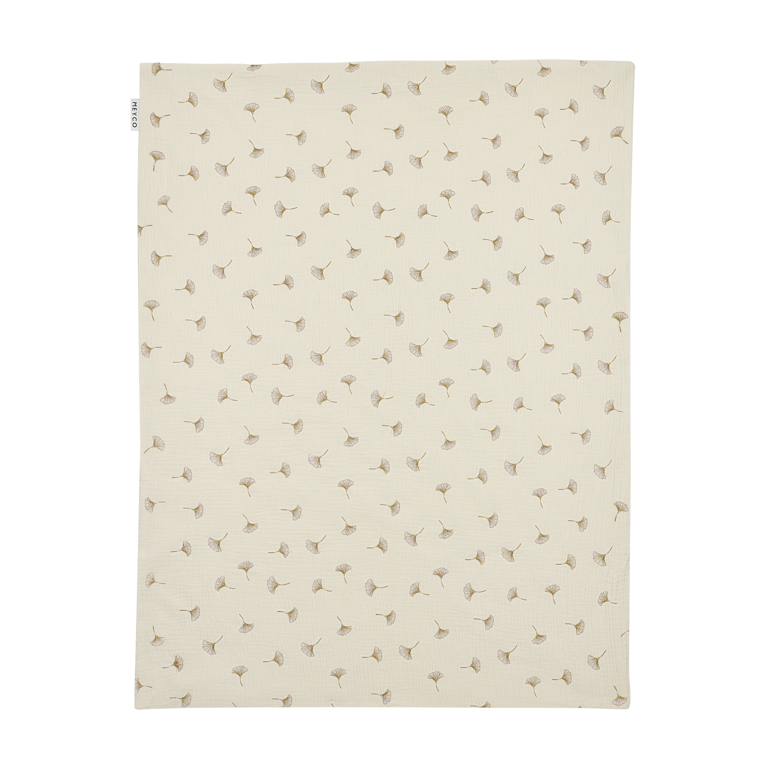 Meyco Decke vorgewaschen musselin gestickt mit frottee Ginkgo Soft sand